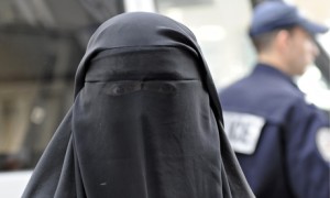 A woman wearing a burqa in Paris, France